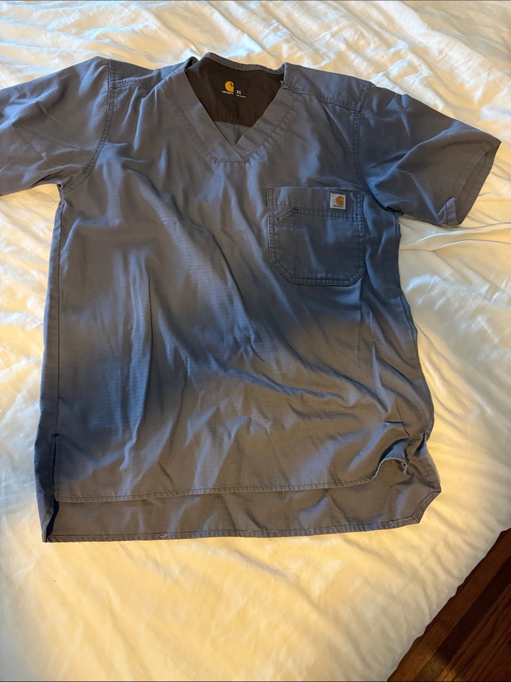 Carhartt Men's Slate Blue V‑Neck scrub top Work Tee with Pocket